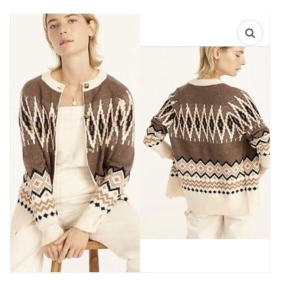 J. Crew Fair Isle Merino Wool & Alpaca Button Front Cardigan Sweater XS - Picture 5 of 6